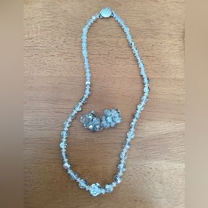 Vintage Faceted Rondelle Necklace and Clip On Earrings